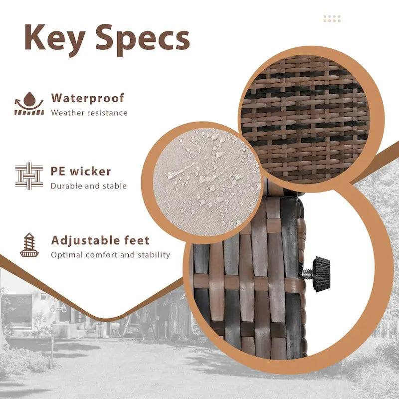 Ensemble de canapés de conversation d'extérieur 8 pièces en osier marron avec coussins beiges et oreillers colorés
