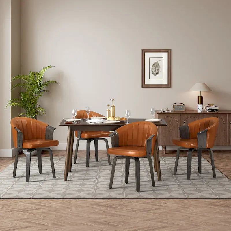Chaises de salle à manger pivotantes en bois courbé et PU (lot de 2)