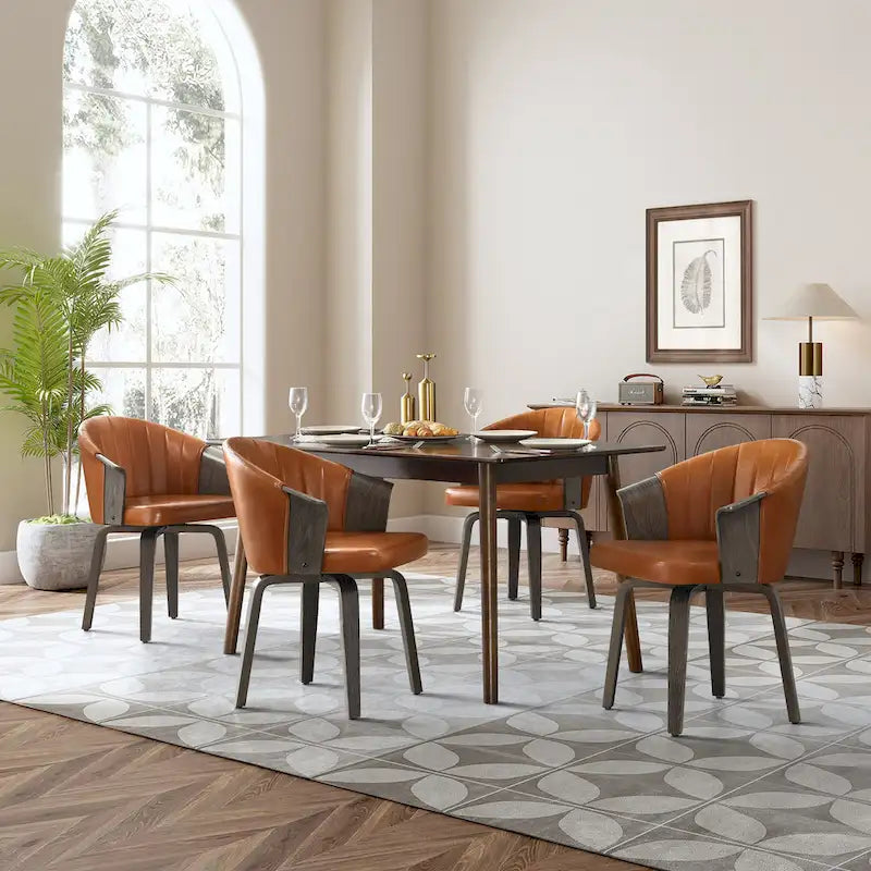Chaises de salle à manger pivotantes en bois courbé et PU (lot de 2)