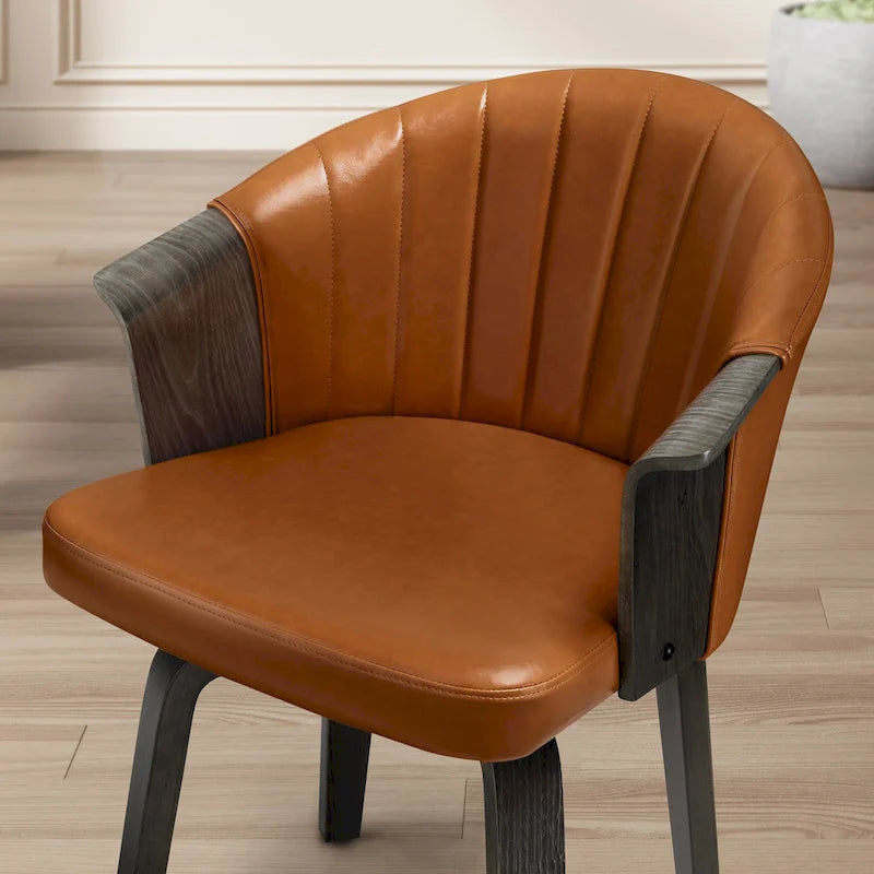 Chaises de salle à manger pivotantes en bois courbé et PU (lot de 2)