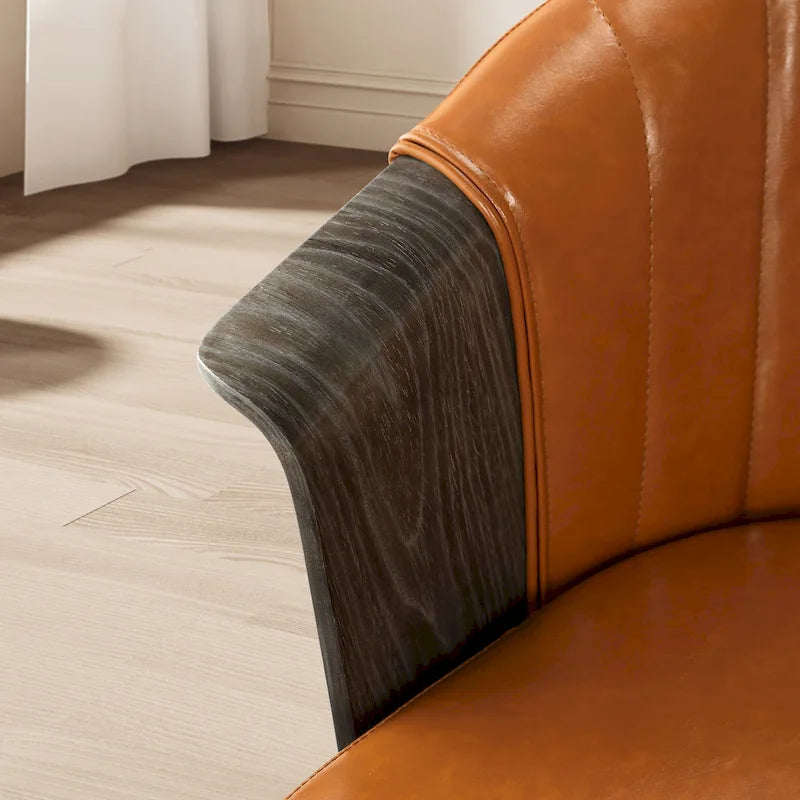 Chaises de salle à manger pivotantes en bois courbé et PU (lot de 2)