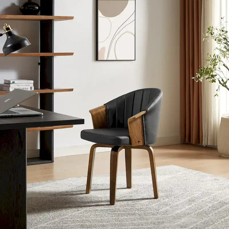 Chaises de salle à manger pivotantes en bois courbé et PU (lot de 2)
