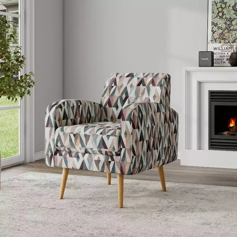 Fauteuil d'appoint Mindy de Handy Living, motif Prism, style moderne du milieu du siècle