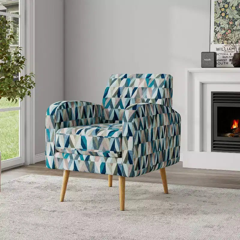 Fauteuil d'appoint Mindy de Handy Living, motif Prism, style moderne du milieu du siècle