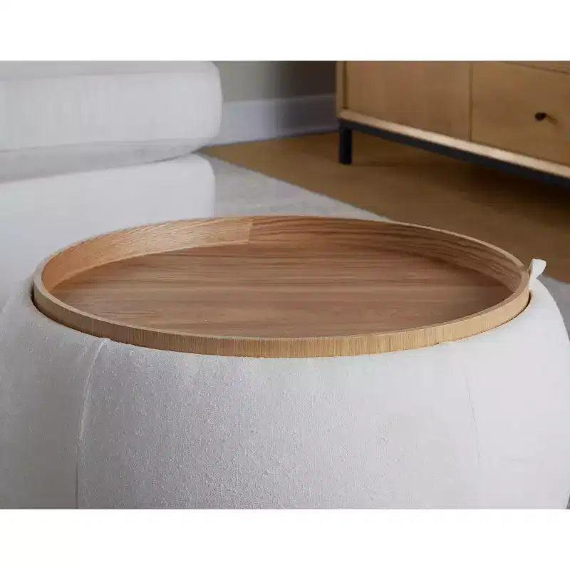 LumiSource Plateau Pouf Ottoman Tissu Naturel