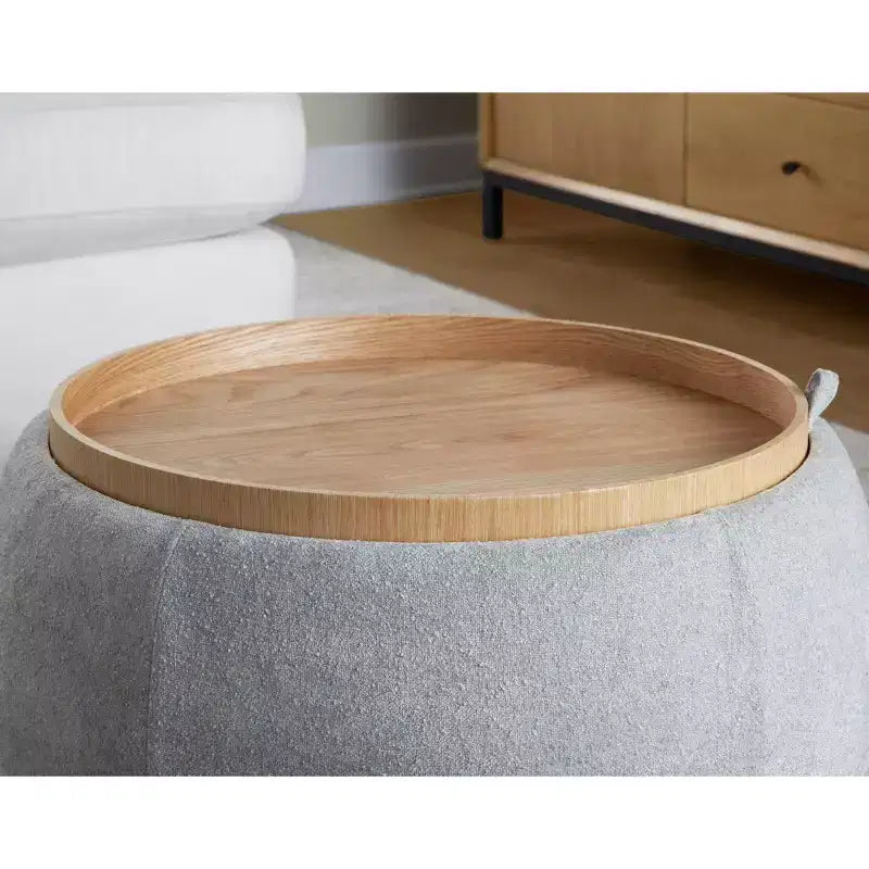 LumiSource Plateau Pouf Ottoman Tissu Naturel