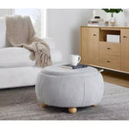 LumiSource Plateau Pouf Ottoman Tissu Naturel