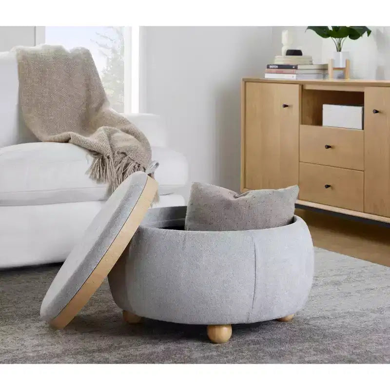 LumiSource Plateau Pouf Ottoman Tissu Naturel