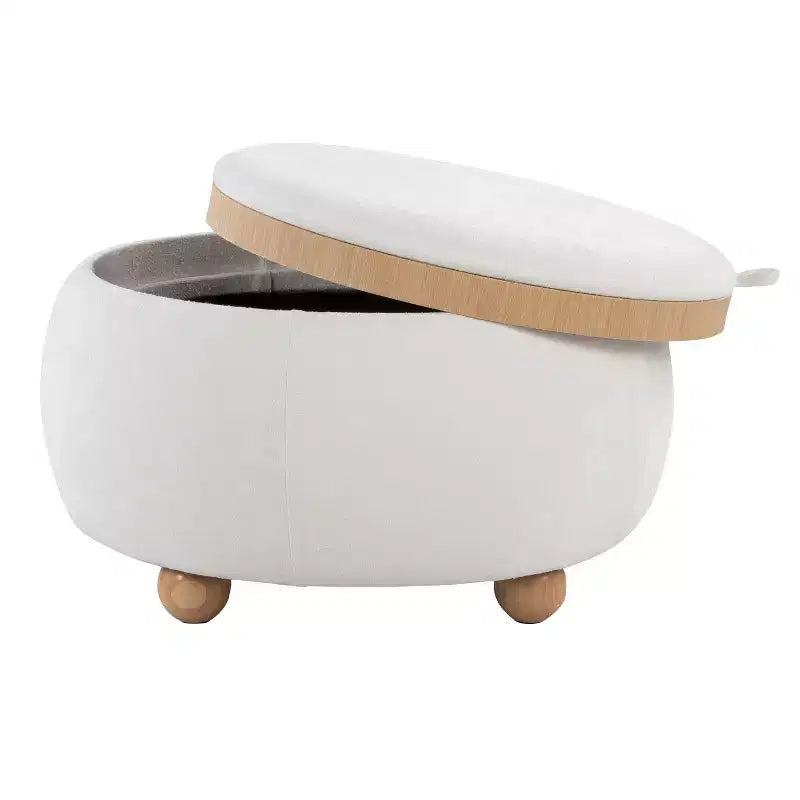 LumiSource Plateau Pouf Ottoman Tissu Naturel