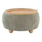 LumiSource Plateau Pouf Ottoman Tissu Naturel