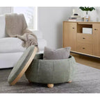 LumiSource Plateau Pouf Ottoman Tissu Naturel