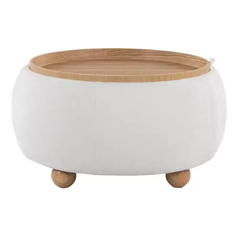 LumiSource Plateau Pouf Ottoman Tissu Naturel