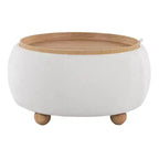 LumiSource Plateau Pouf Ottoman Tissu Naturel