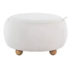 LumiSource Tray Pouf Ottoman Natural Fabric