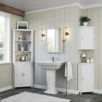 Meuble bas d'angle blanc à porte unique avec étagère réglable