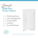Meuble bas d'angle blanc à porte unique avec étagère réglable