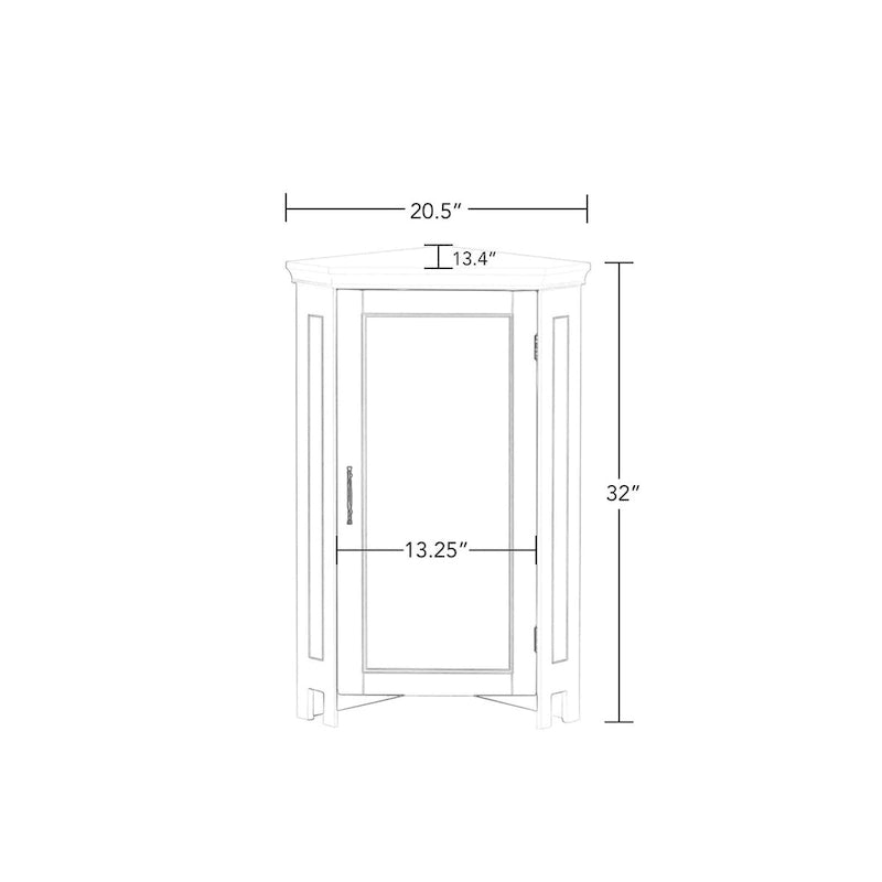 Meuble bas d'angle blanc à porte unique avec étagère réglable