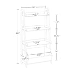 Étagère échelle à 4 niveaux de 61 cm avec étagère de présentation et bac de rangement – Blanc avec 2 étagères murales invisibles de 25 cm