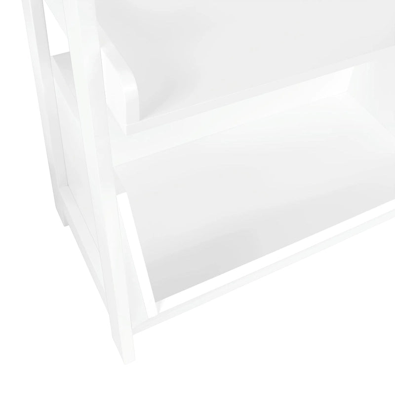 Étagère échelle à 4 niveaux de 61 cm avec étagère de présentation et bac de rangement – Blanc avec 2 étagères murales invisibles de 25 cm