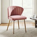 Chaise de salle à manger d'appoint moderne glamour, revêtue, avec dossier capitonné et petite base