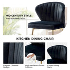 Chaise de salle à manger d'appoint moderne glamour, revêtue, avec dossier capitonné et petite base