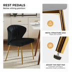 Chaise de salle à manger d'appoint moderne glamour, revêtue, avec dossier capitonné et petite base
