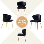 Chaise de salle à manger d'appoint moderne glamour, revêtue, avec dossier capitonné et petite base