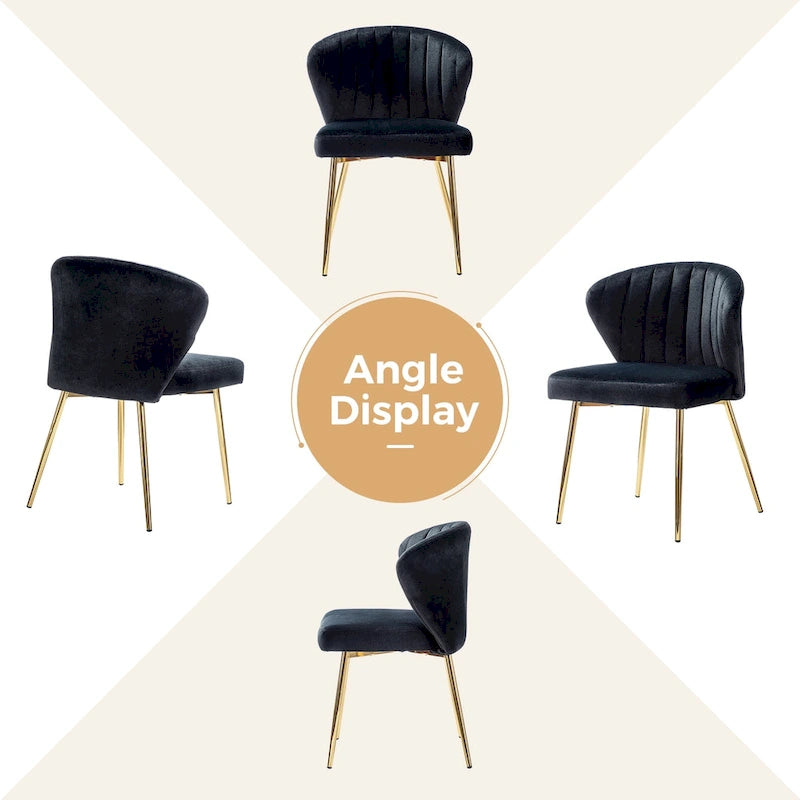 Chaise de salle à manger d'appoint moderne glamour, revêtue, avec dossier capitonné et petite base
