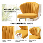 Chaise de salle à manger d'appoint moderne glamour, revêtue, avec dossier capitonné et petite base