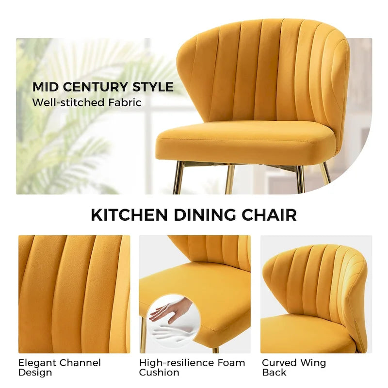 Chaise de salle à manger d'appoint moderne glamour, revêtue, avec dossier capitonné et petite base