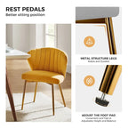 Chaise de salle à manger d'appoint moderne glamour, revêtue, avec dossier capitonné et petite base