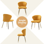 Chaise de salle à manger d'appoint moderne glamour, revêtue, avec dossier capitonné et petite base
