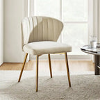 Chaise de salle à manger d'appoint moderne glamour, revêtue, avec dossier capitonné et petite base
