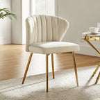 Chaise de salle à manger d'appoint moderne glamour, revêtue, avec dossier capitonné et petite base