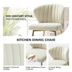 Chaise de salle à manger d'appoint moderne glamour, revêtue, avec dossier capitonné et petite base