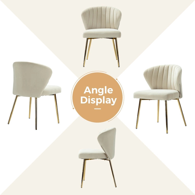 Chaise de salle à manger d'appoint moderne glamour, revêtue, avec dossier capitonné et petite base