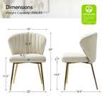 Chaise de salle à manger d'appoint moderne glamour, revêtue, avec dossier capitonné et petite base