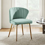 Chaise de salle à manger d'appoint moderne glamour, revêtue, avec dossier capitonné et petite base