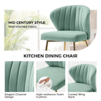 Chaise de salle à manger d'appoint moderne glamour, revêtue, avec dossier capitonné et petite base