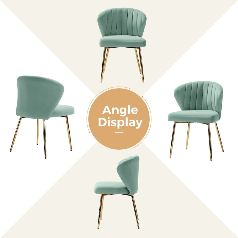Chaise de salle à manger d'appoint moderne glamour, revêtue, avec dossier capitonné et petite base