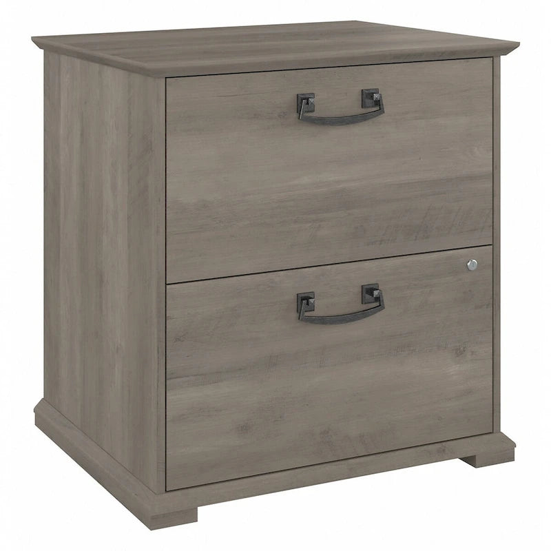 Classeur latéral de ferme, 2 tiroirs, Chêne blanc lin / Gris bois flotté, Utilisateur unique