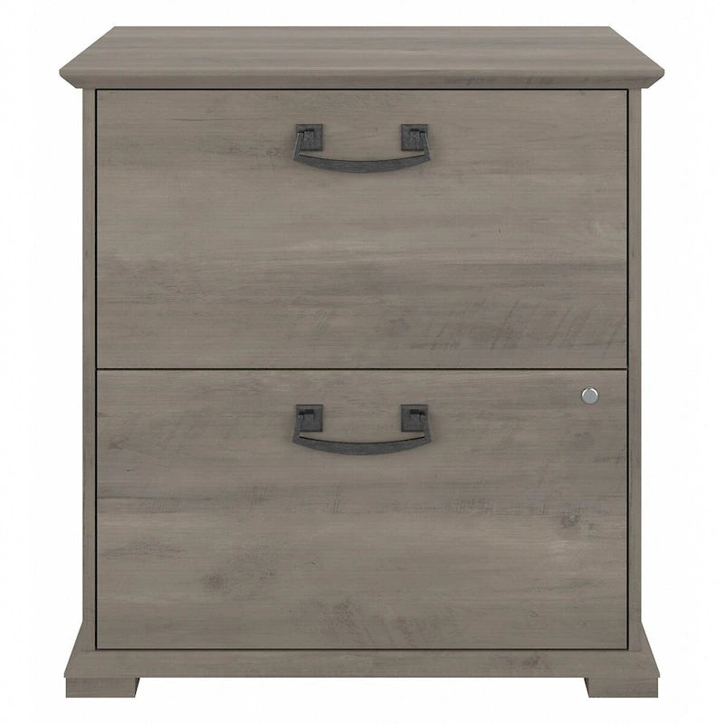 Classeur latéral de ferme, 2 tiroirs, Chêne blanc lin / Gris bois flotté, Utilisateur unique