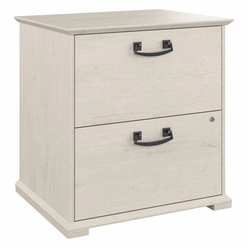 Classeur latéral de ferme, 2 tiroirs, Chêne blanc lin / Gris bois flotté, Utilisateur unique