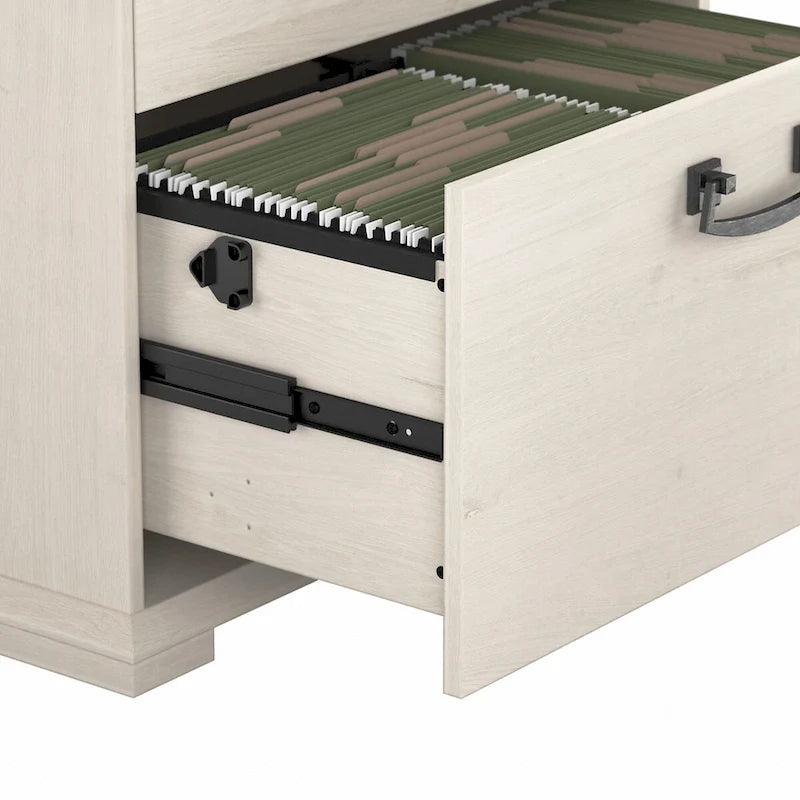 Classeur latéral de ferme, 2 tiroirs, Chêne blanc lin / Gris bois flotté, Utilisateur unique