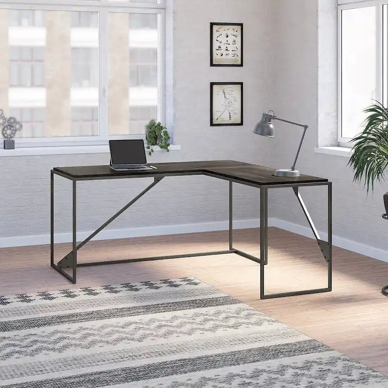 Bureau d'angle industriel en forme de L de 62 W