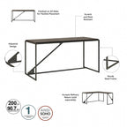 Bureau d'angle industriel en forme de L de 62 W