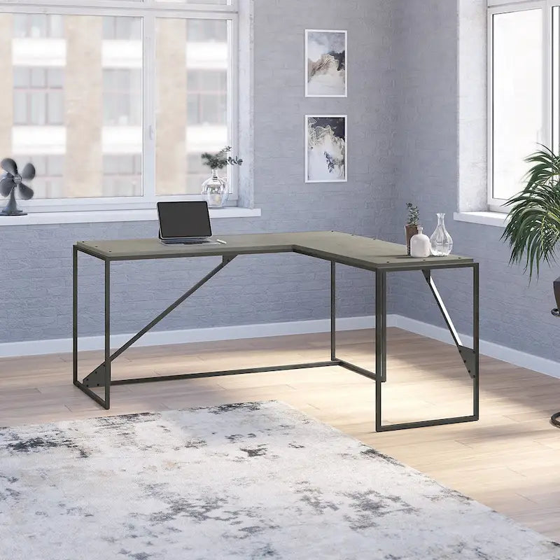 Bureau d'angle industriel en forme de L de 62 W