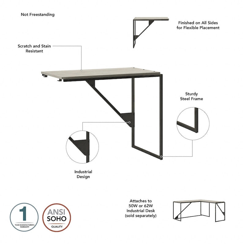 Bureau d'angle industriel en forme de L de 62 W