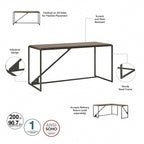 Bureau d'angle industriel en forme de L de 62 W
