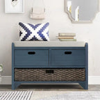 Banc de rangement en bois avec 2 paniers tressés par Harper&Bright Designs